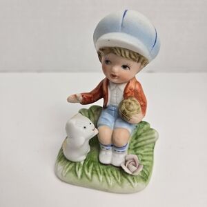 Homco Vintage Little Bonnet Boy Kitten Kitty Cat Porcelain Ceramic Figurine 4"